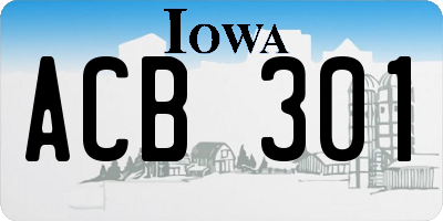 IA license plate ACB301