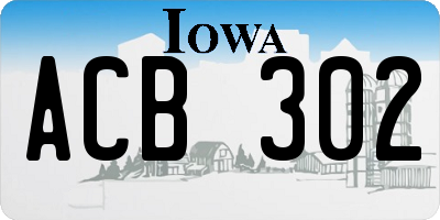 IA license plate ACB302