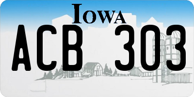 IA license plate ACB303
