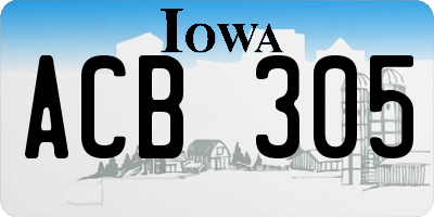 IA license plate ACB305