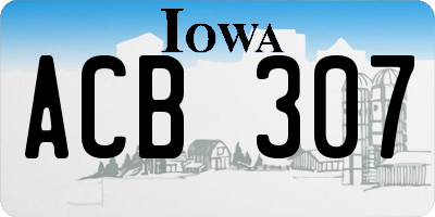 IA license plate ACB307
