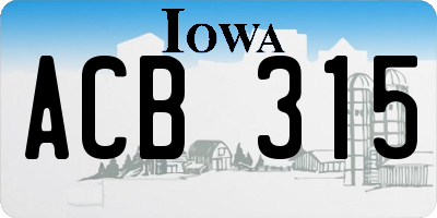 IA license plate ACB315