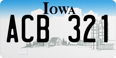 IA license plate ACB321