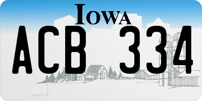 IA license plate ACB334