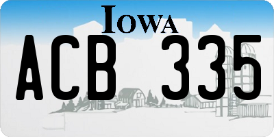 IA license plate ACB335