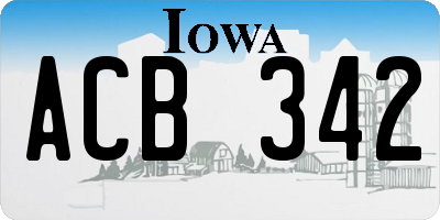 IA license plate ACB342
