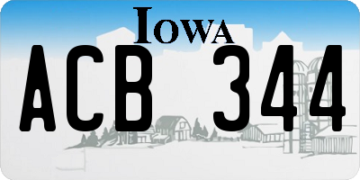 IA license plate ACB344