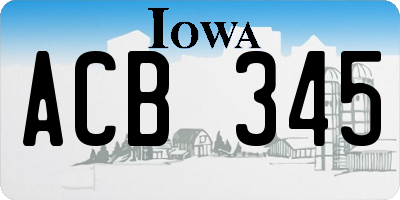 IA license plate ACB345