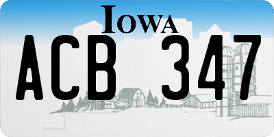 IA license plate ACB347