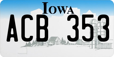 IA license plate ACB353