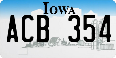 IA license plate ACB354