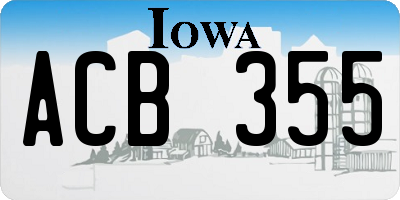 IA license plate ACB355