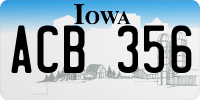 IA license plate ACB356