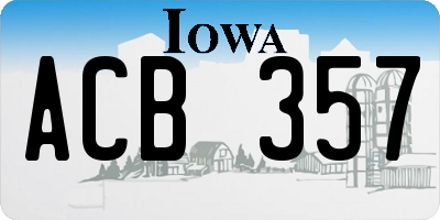 IA license plate ACB357