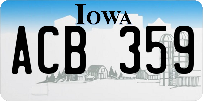 IA license plate ACB359