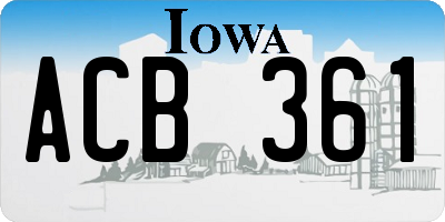 IA license plate ACB361