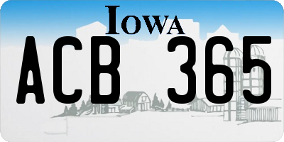 IA license plate ACB365