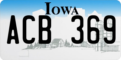 IA license plate ACB369