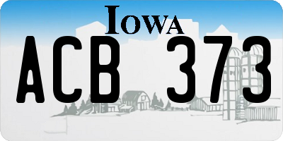 IA license plate ACB373