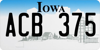 IA license plate ACB375