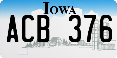 IA license plate ACB376