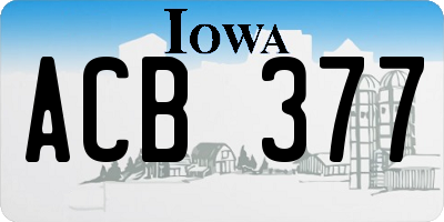 IA license plate ACB377