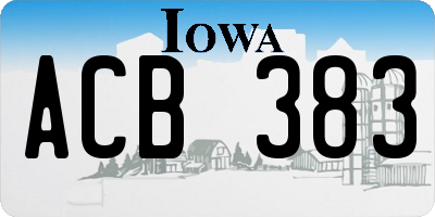 IA license plate ACB383
