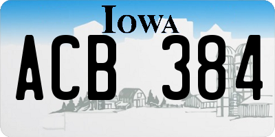 IA license plate ACB384