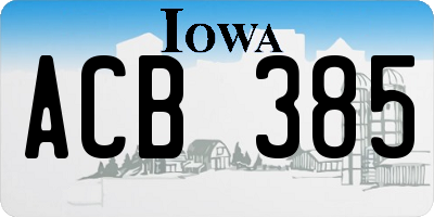 IA license plate ACB385