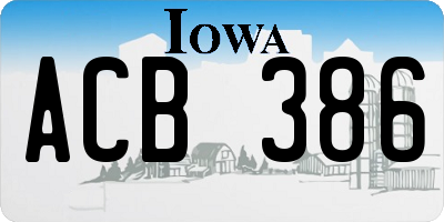 IA license plate ACB386