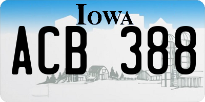 IA license plate ACB388