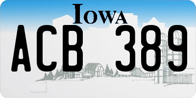 IA license plate ACB389