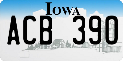 IA license plate ACB390