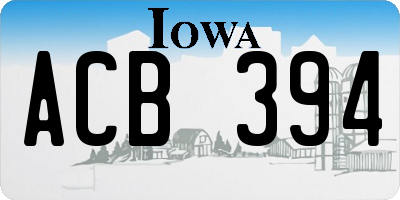 IA license plate ACB394