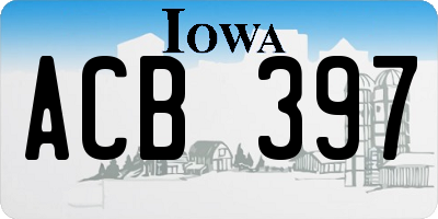 IA license plate ACB397