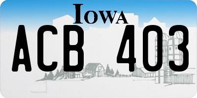 IA license plate ACB403