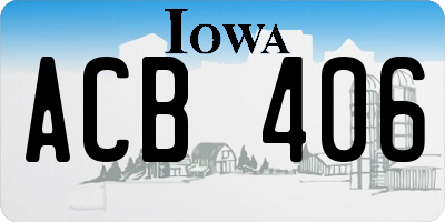 IA license plate ACB406