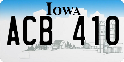 IA license plate ACB410