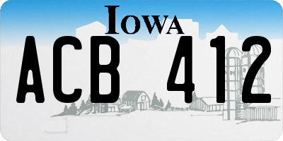 IA license plate ACB412