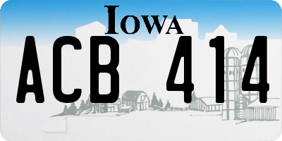 IA license plate ACB414
