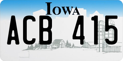 IA license plate ACB415