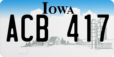 IA license plate ACB417