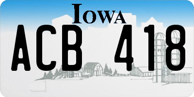 IA license plate ACB418