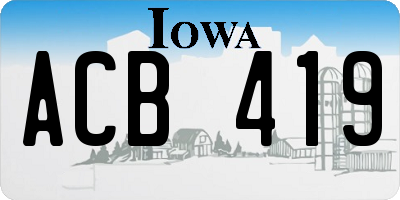 IA license plate ACB419