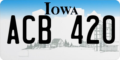 IA license plate ACB420