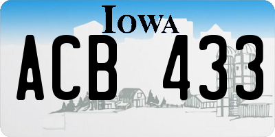 IA license plate ACB433