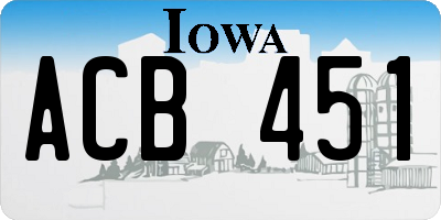 IA license plate ACB451