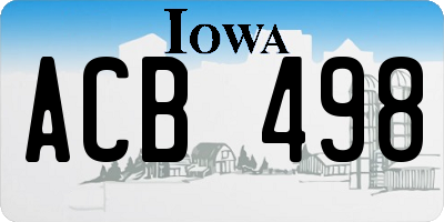 IA license plate ACB498