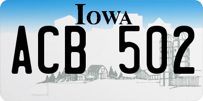IA license plate ACB502