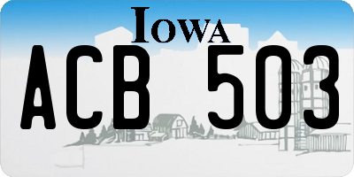 IA license plate ACB503